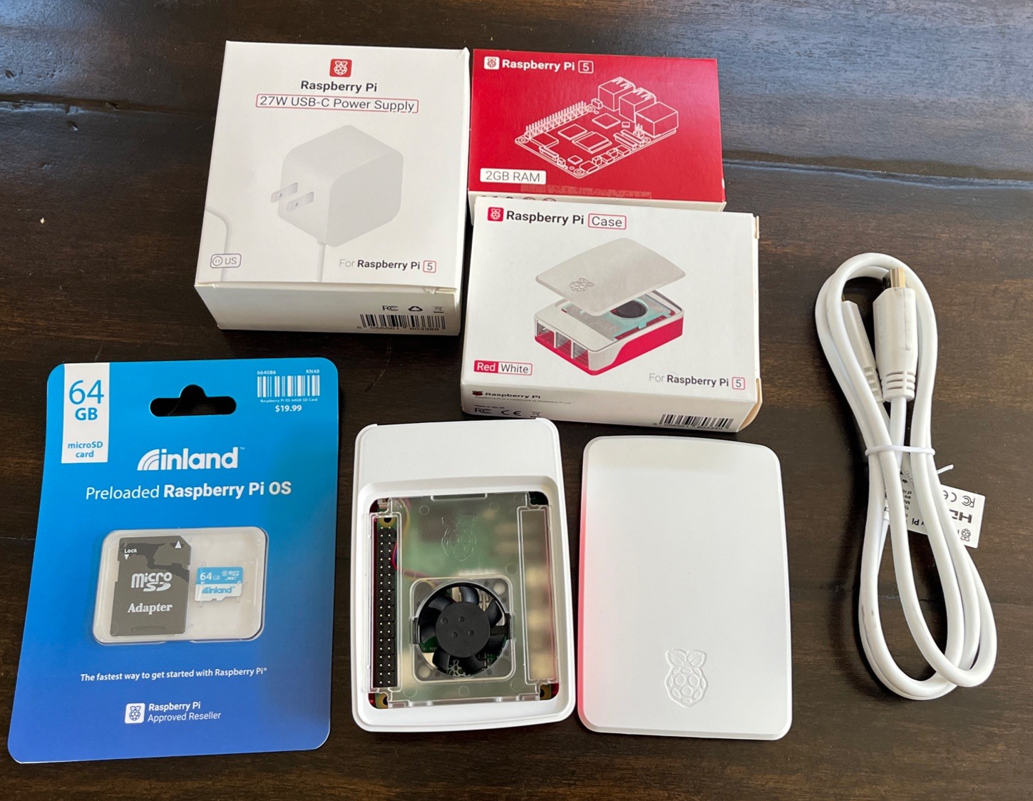 Raspberry Pi 5 2GB RAM Kit W/ Case, Fan, Power, Micro HDMI, 64GB Micro SD