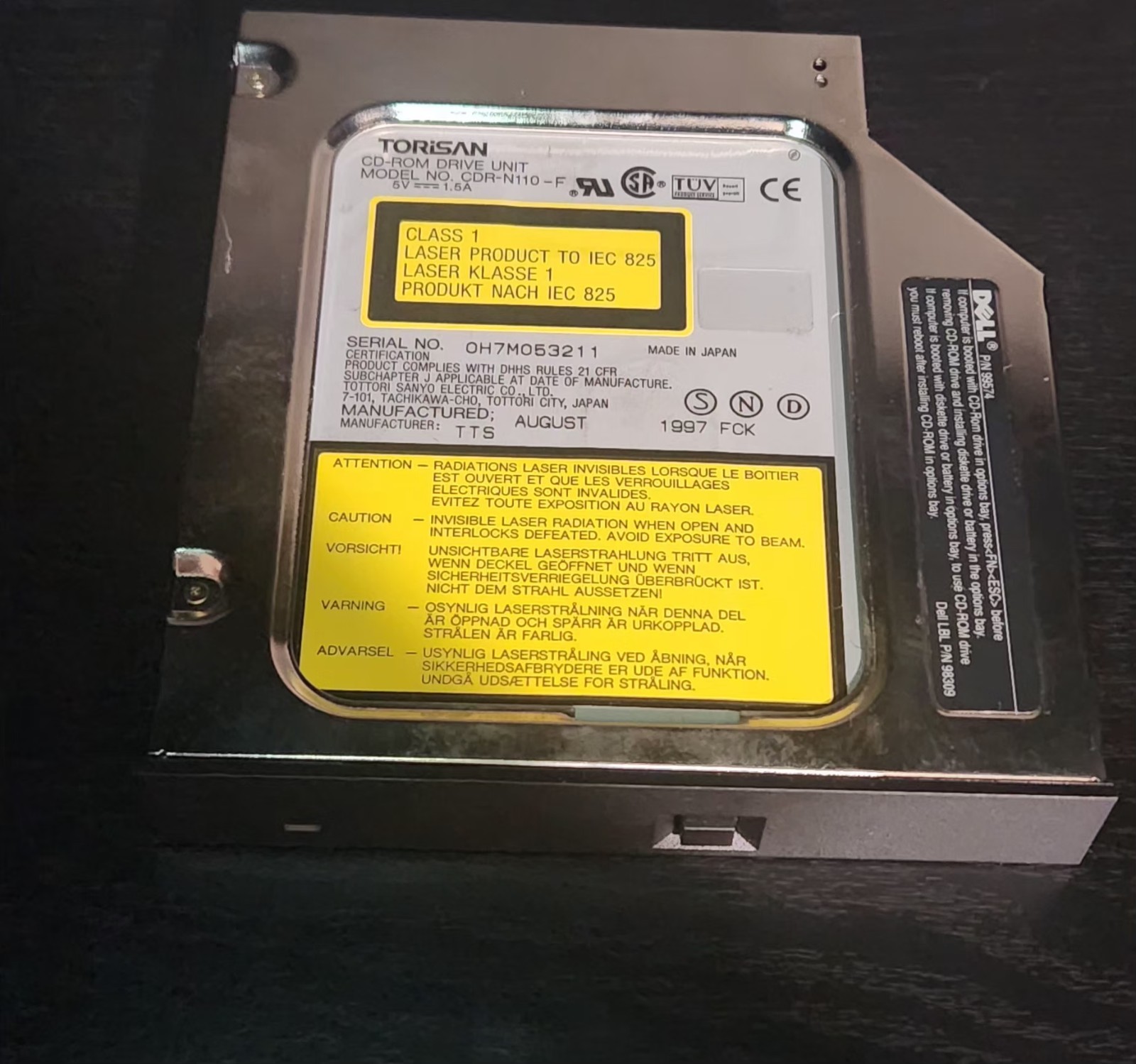 Dell Torisan Cd Rom Drive Unit For Laptop Model Cdr-n110-f UNTESTED