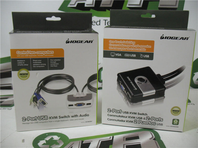 IOGEAR KVM Switches, GCS632U and GCS42UW6, 2-Port USB, New Open Box, Lot of 2