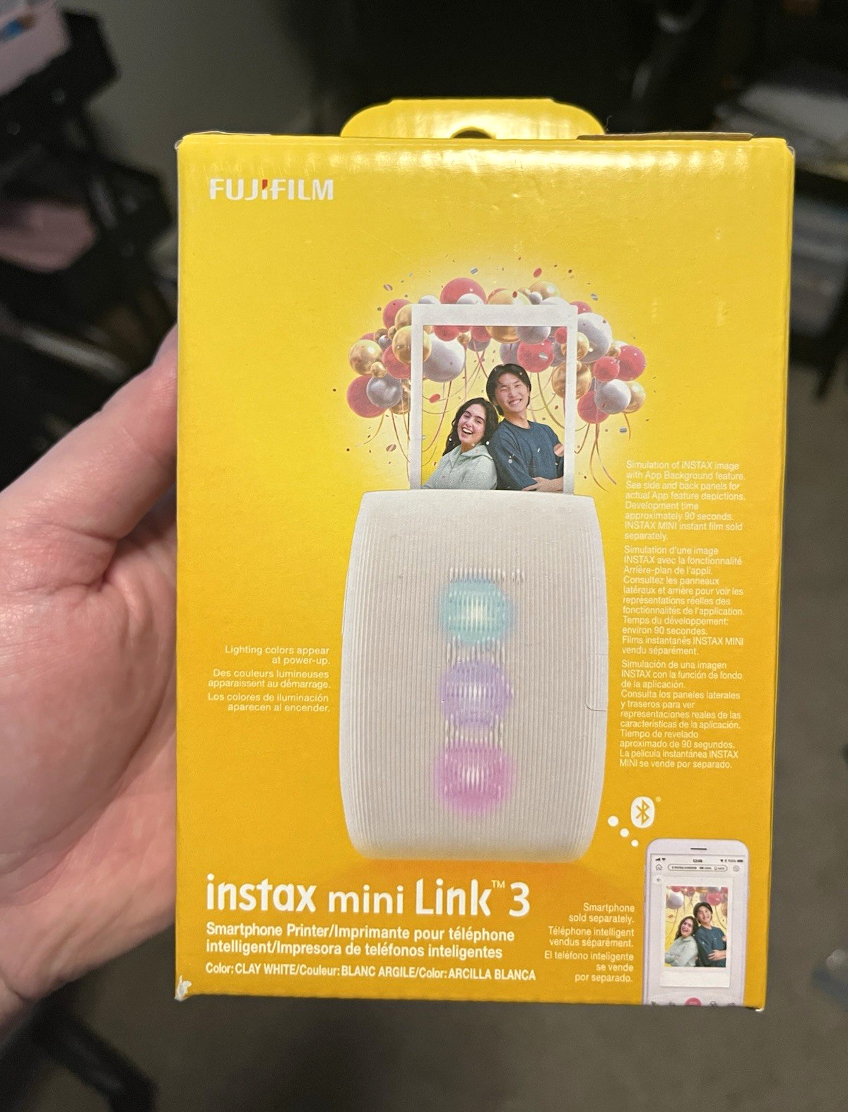 Fujifilm Instax Mini Link 3 Bluetooth Portable Dye-Sub Printer, Clay White