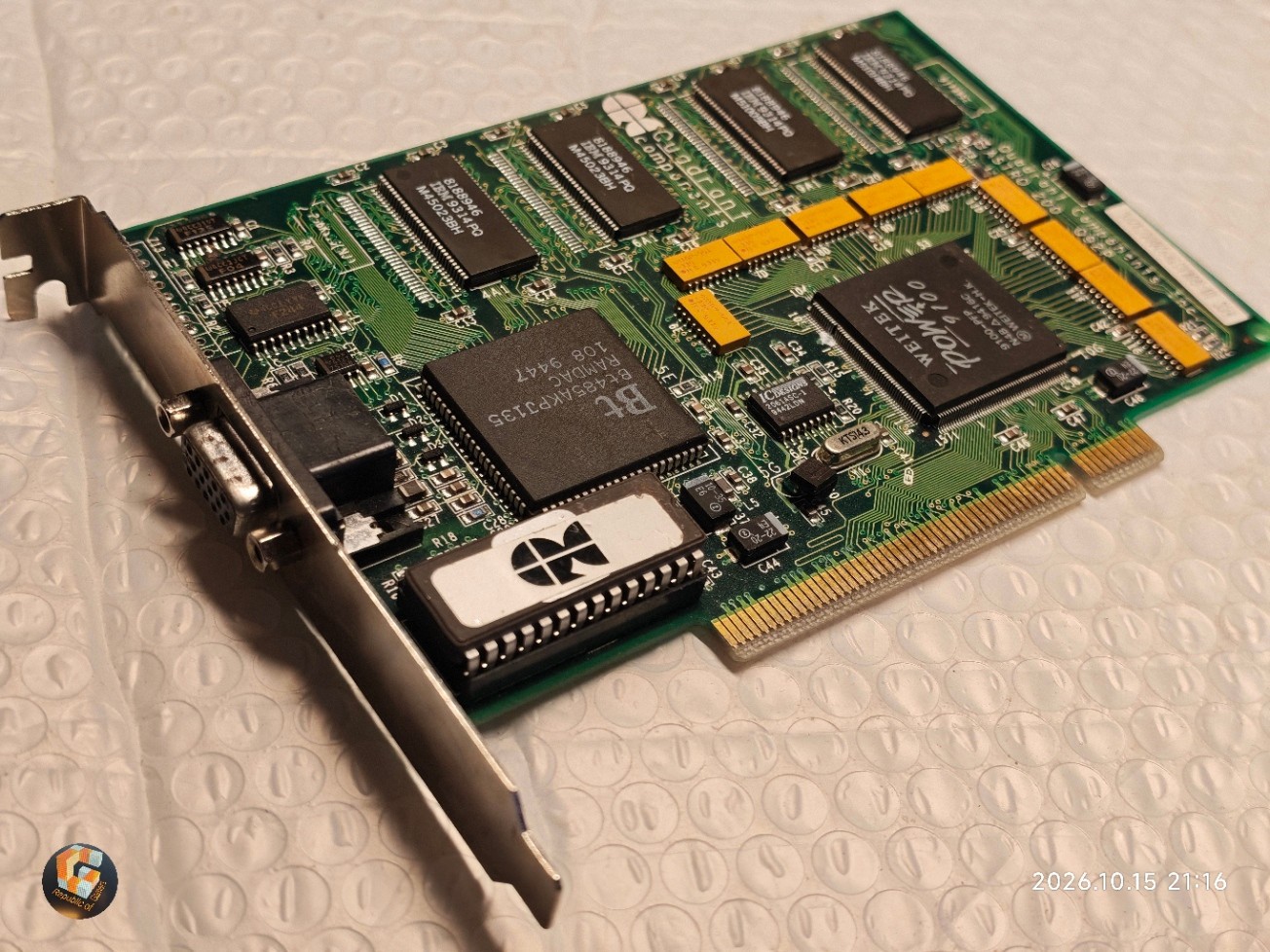 1995 PCI Video Card QUADRANT Components ASTRO 200 Q92P (Weitek P9100) 1 MB RAM