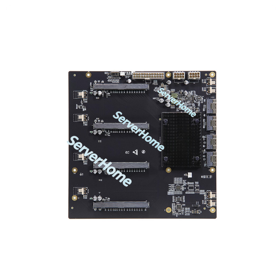 Slimsas to PCle 4.0 PLX88096 4-card GPU four-slot expansion baseboard 65mm width