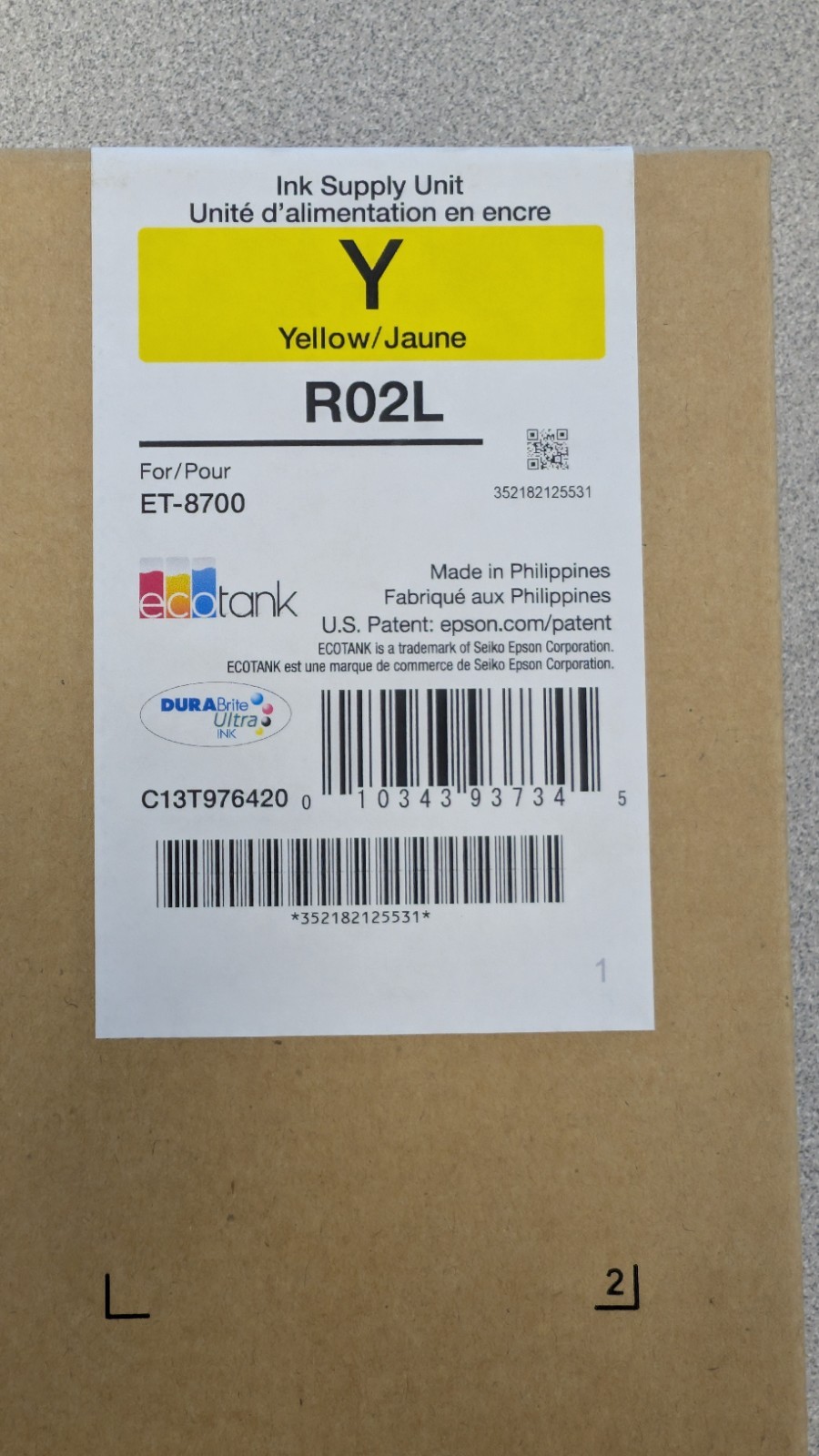 EPSON R02L DURABrite Ultra Ink Standard Capacity Yellow Ink Pack
