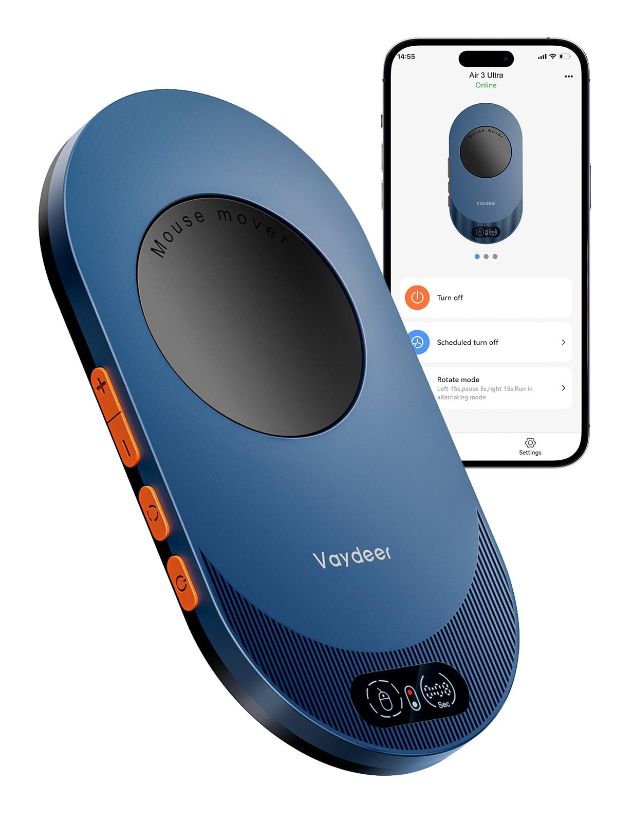 Vaydeer Air 3 Ultra Mouse Mover with APP, Ultra Slim Mouse Jiggler with Timer Fu