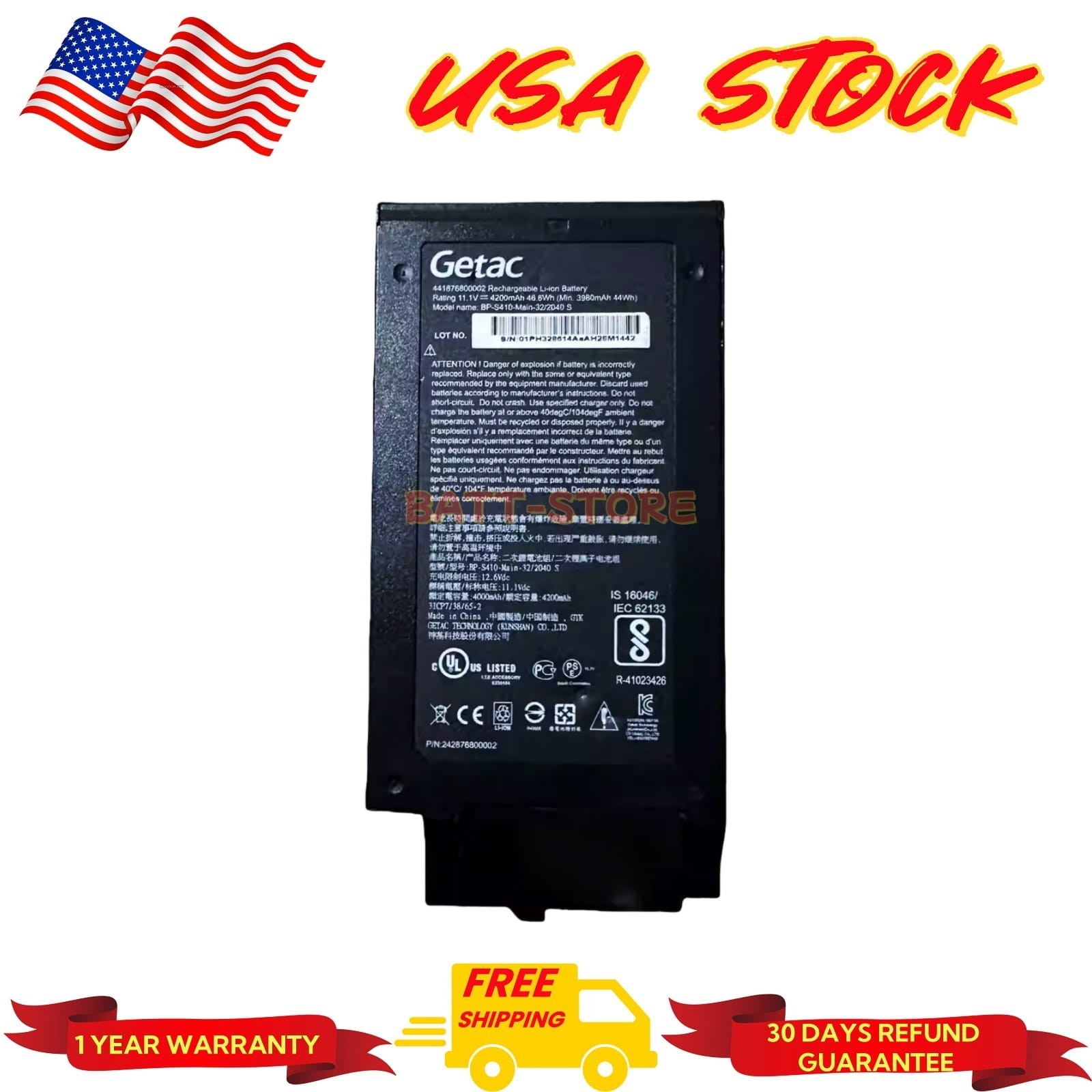 11.1V 46.6Wh BP-S410-MAIN-32/2040 S GBM6X2 New Genuine Battery for Getac S410