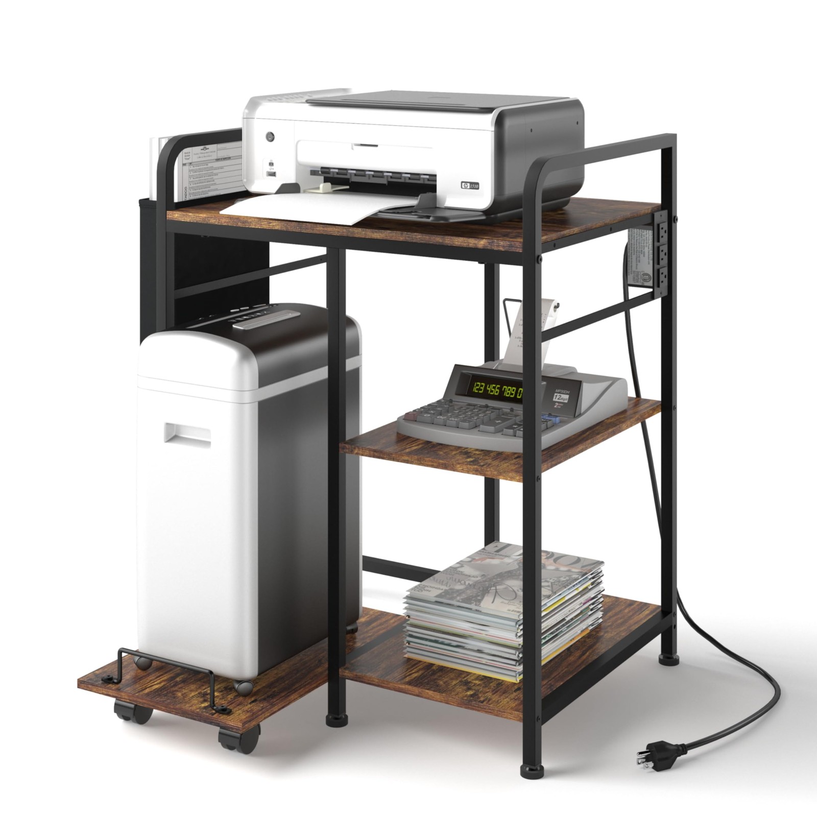 Sedegn Home Printer Stand with Charging Station, 24x18 Inches Stands for Large P
