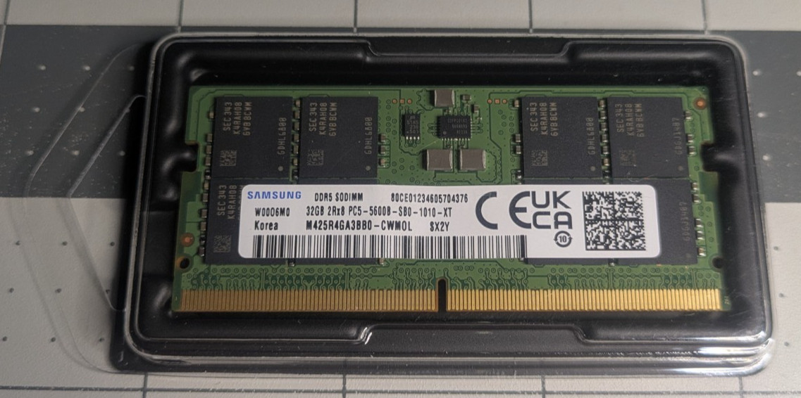 Samsung 1x32GB PC5-44800 DDR5 5600 MHz SODIMM Laptop Memory RAM M425R4GA3BB0-CWM