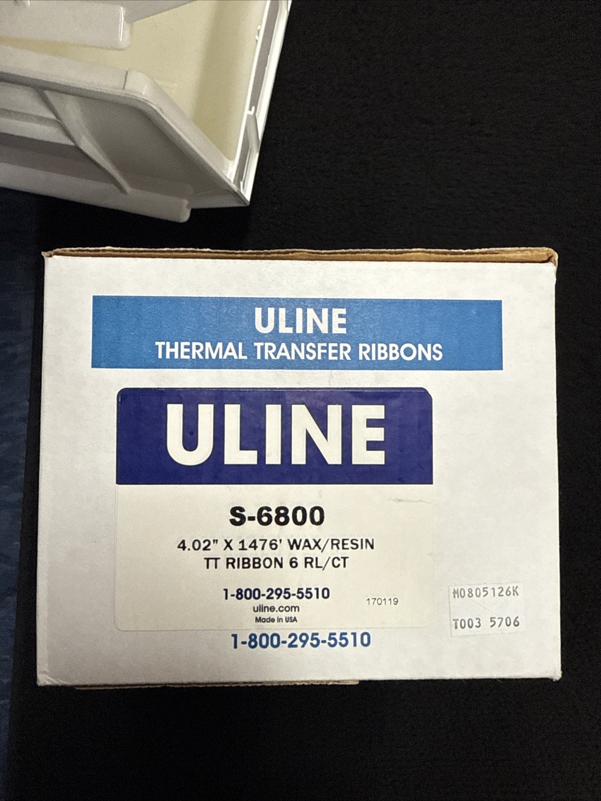 BOX OF 6 - ULINE S-6800  Thermal Transfer Ribbons - Wax/Resin, 4.02" x 1476'
