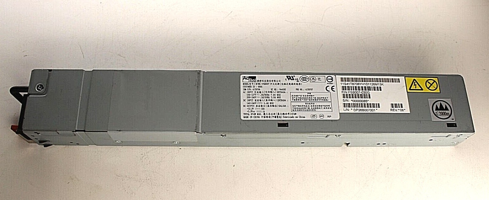 IBM 41T8707 41T8706 674 Watt Power Supply  FSB007-030G 