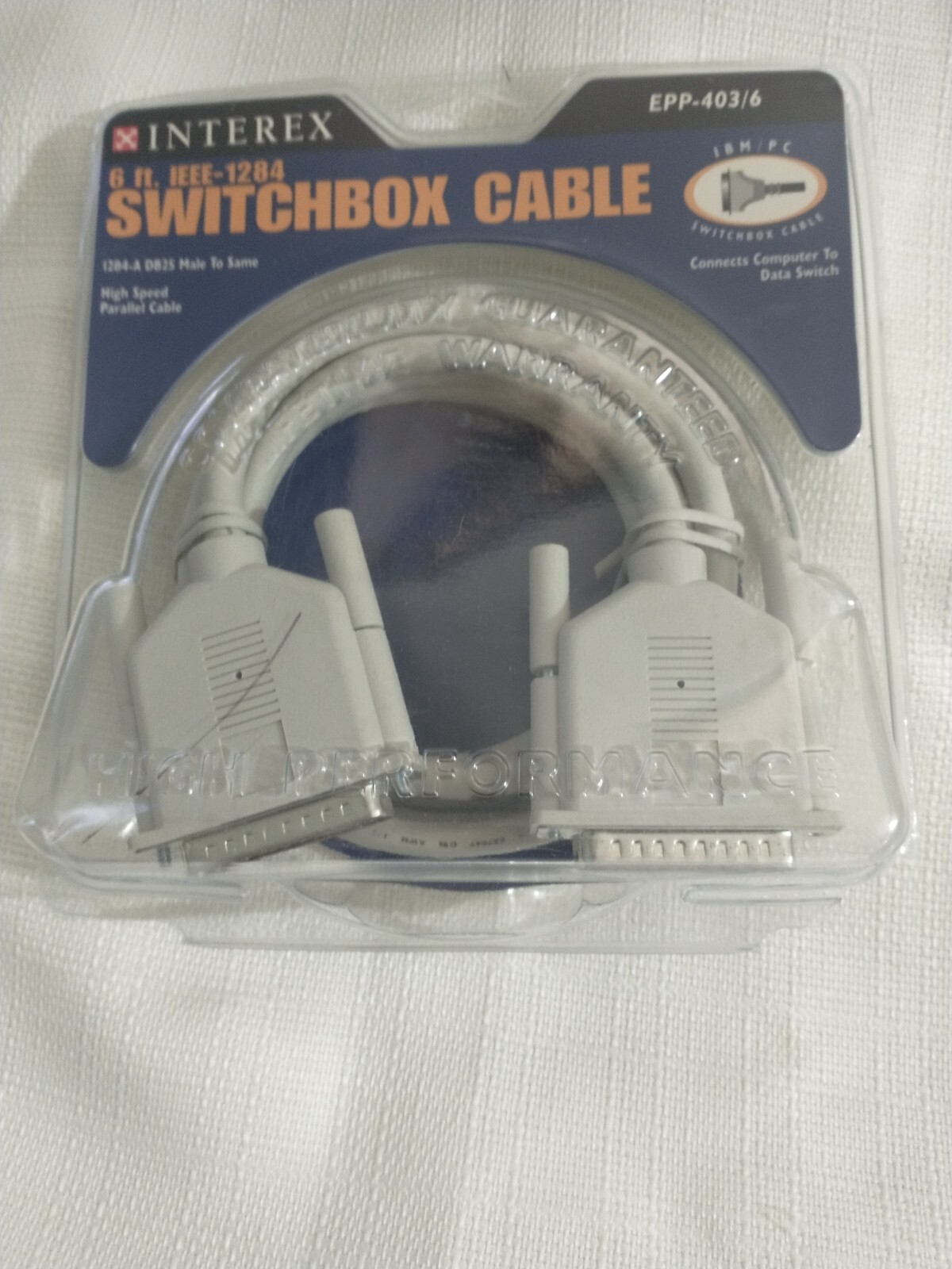 Interex Switchbox Cable EPP-403/6 6 Ft (1.8 meter) IEEE-1284-A DB25 Male to Male