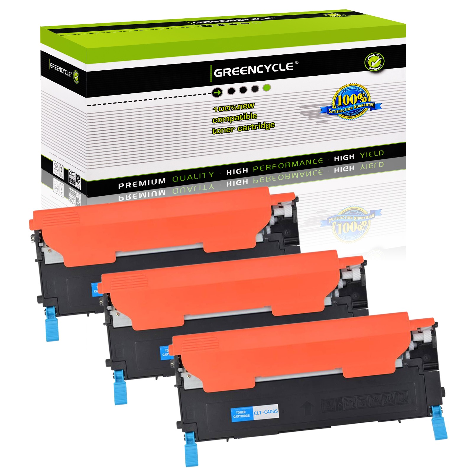 3PK CY Toner Fits for Samsung CLT-C406S CLX-3300 3302 3303FW 3304 3305FN 3307FW