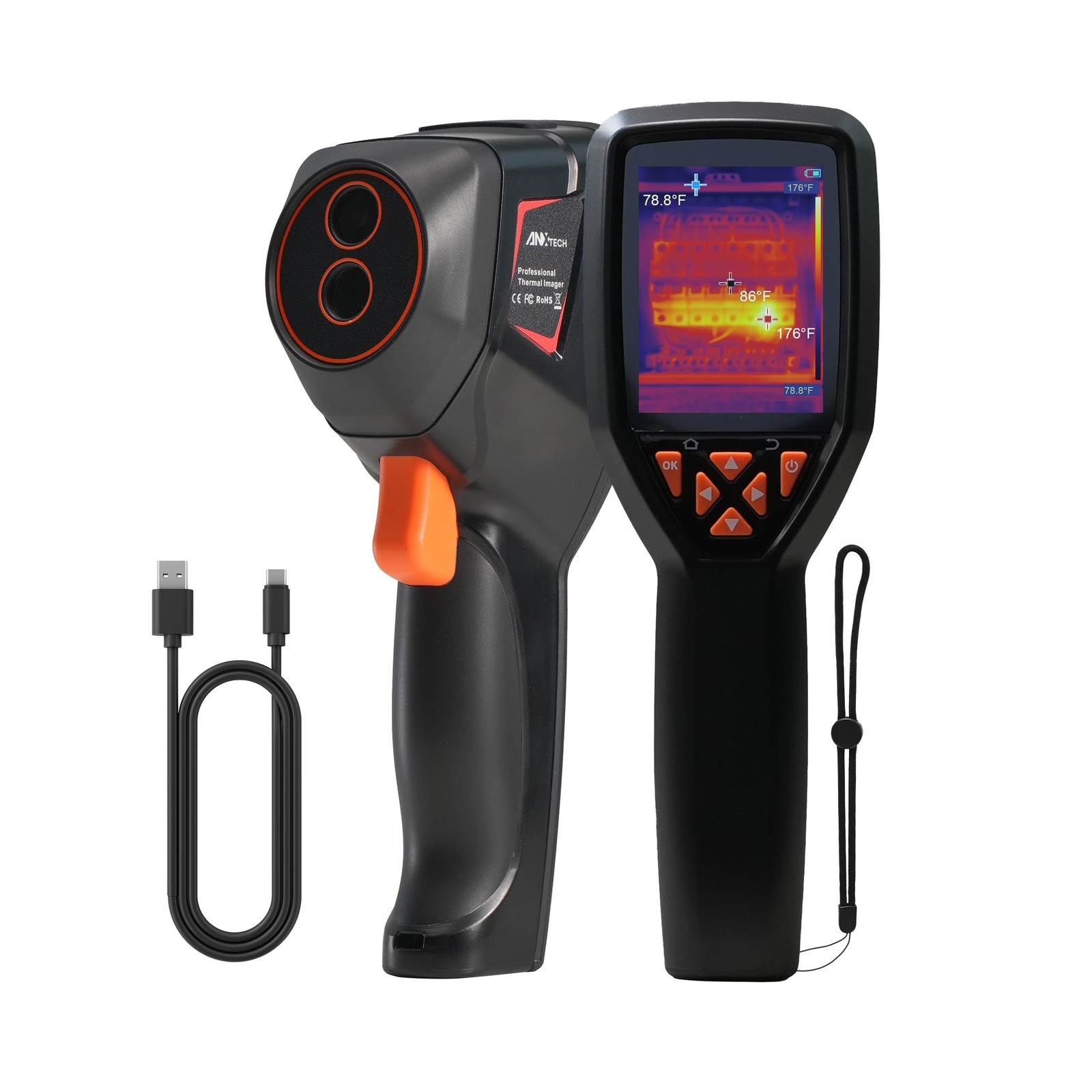 Handheld Thermal Camera, 320x240 Super Resolution, Mini Thermal Imager with -...