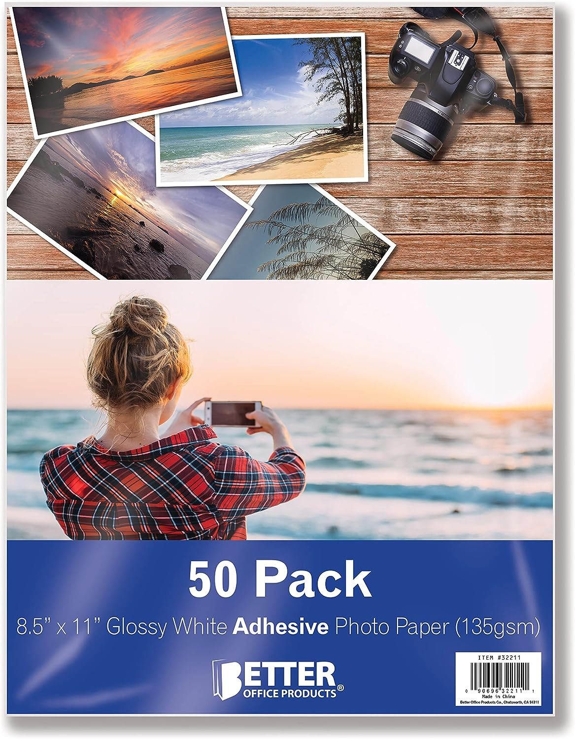 Papel Fotografico Autoadhesivo Brillante 8.5 x 11 Pulgadas 50 Hojas Tamano Carta