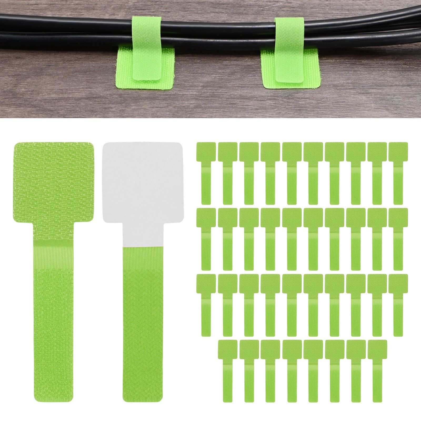 40-Pack Cable Clips, Adhesive Cord Organizers for Desk, Wire Holders [Green]
