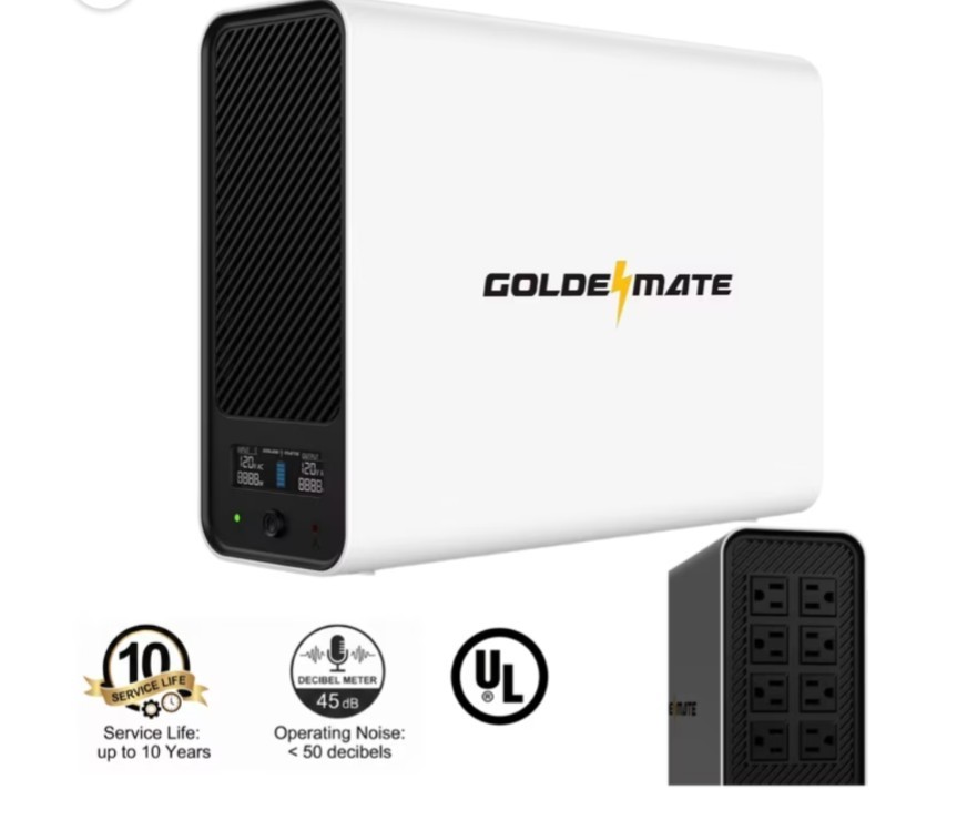 GOLDMATE 1000VA/800W UPS Battery Backup 8 Outlets 120V Smart Display