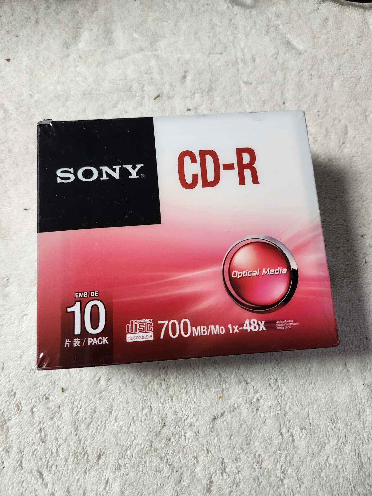 New Sealed 10 Pack Sony CDR CD Discs and Cases 1x to 48x 700 Mb 80 Min