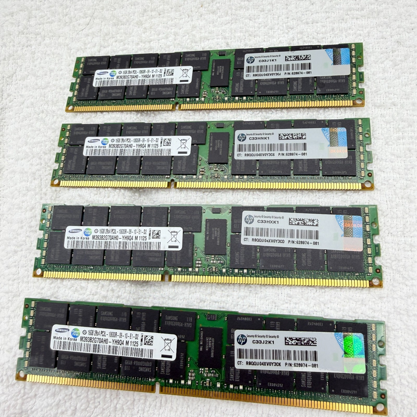 Samsung 64GB 4x16GB M393B2G70AH0 YH9Q4 DDR3 PC3L-10600R ECC REG RAM HP 628974