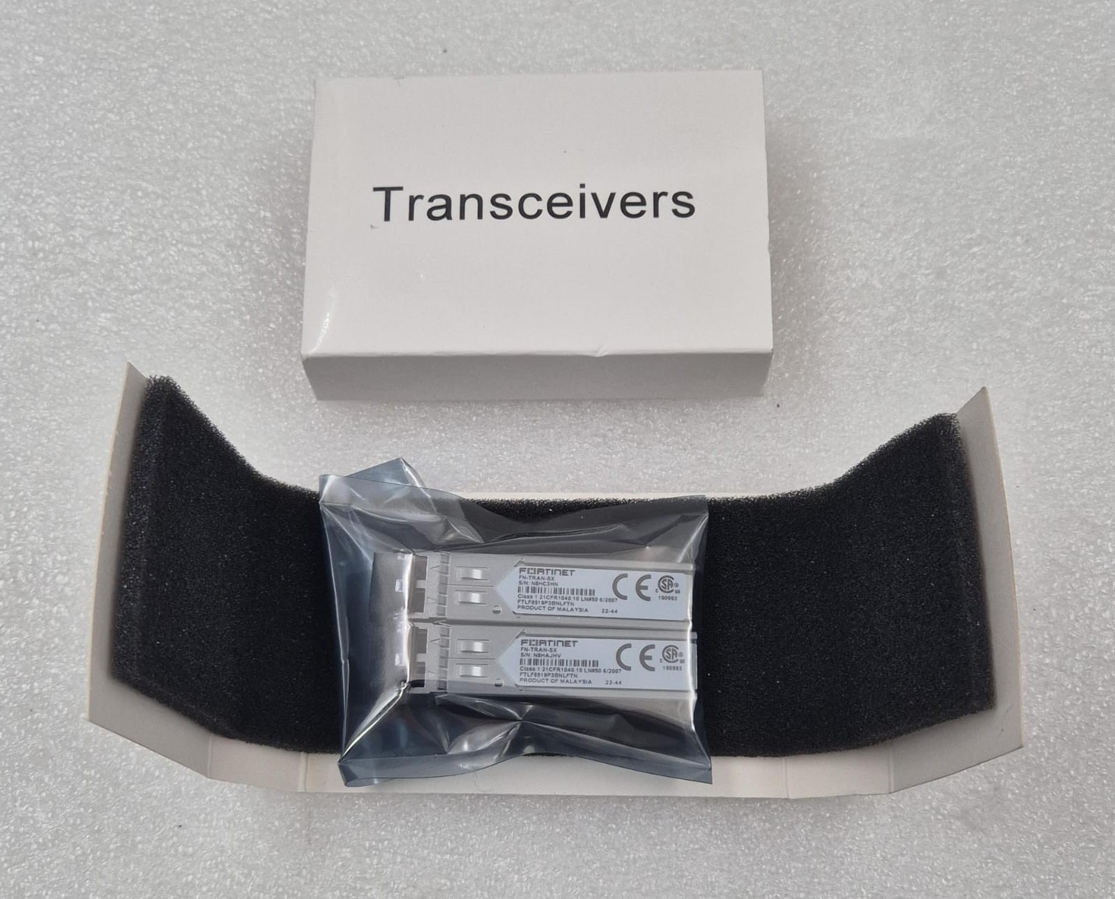 NEW PAIR- FORTINET FN-TRAN-SX FTLF8519P3BNLFTN 1000Base-SX SFP Transceivers