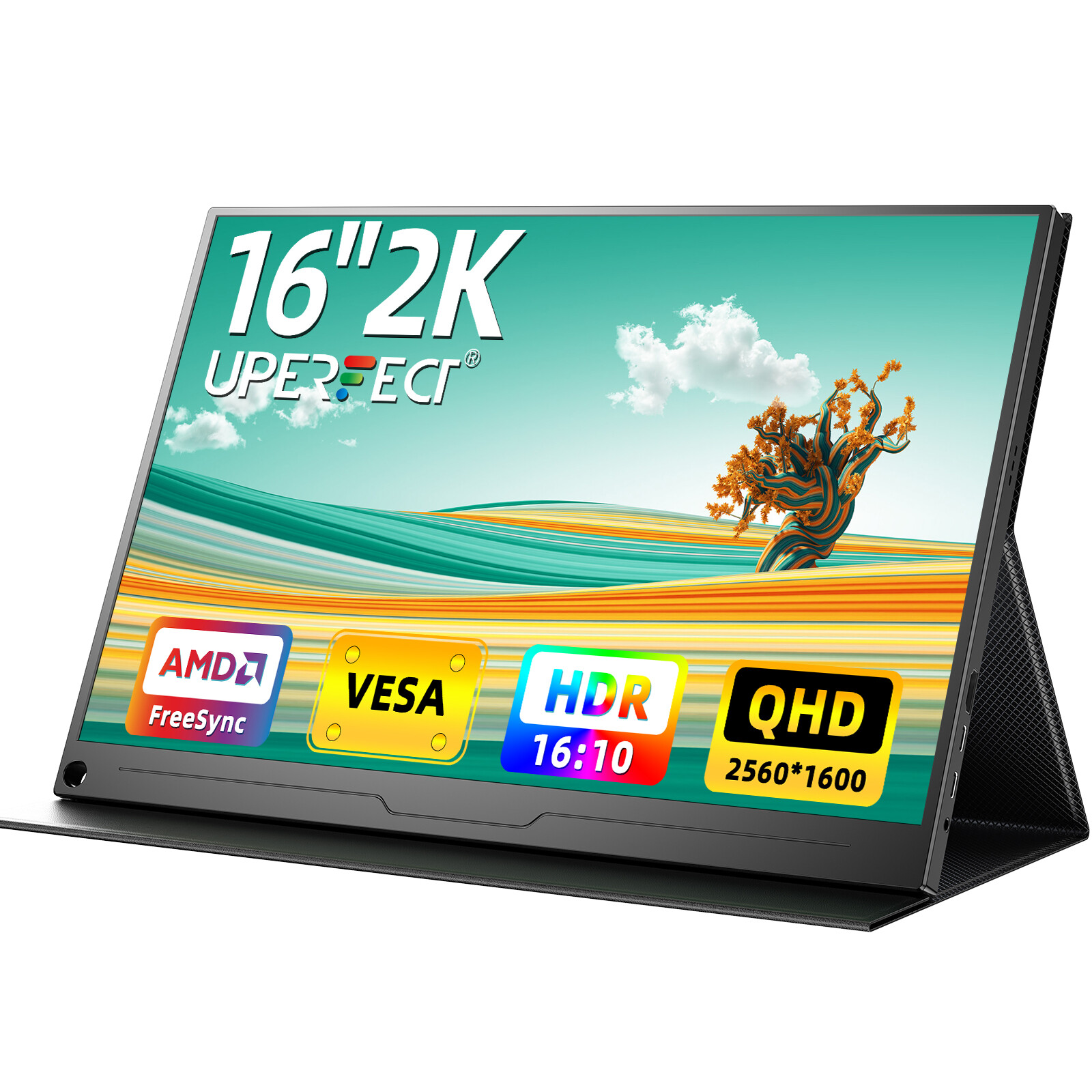 UPERFECT 2K Portable Monitor 16" 2560x1600 QHD Portable Gaming Monitor HDR VESA