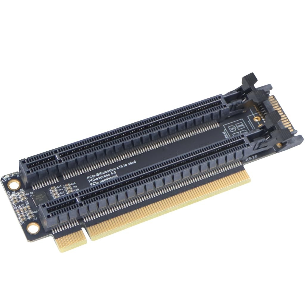 PCI-E 4.0 x16 1 to 2 Expansion Card Gen3 Split Card PCIe-Bifurcation x16 to x...
