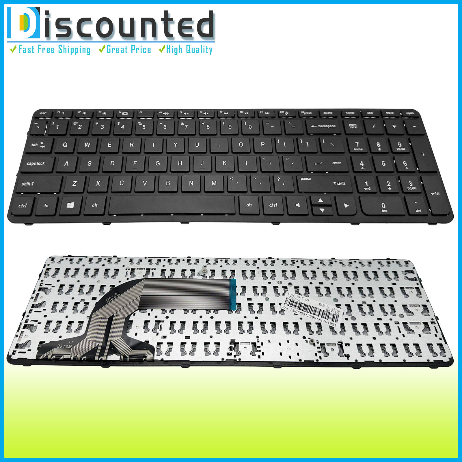 Keyboard for HP 15-F Series 708168-001 749658-001 776778-001 Laptop With Frame