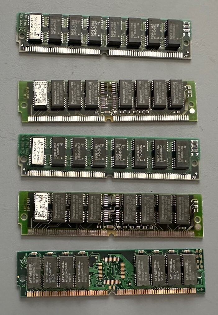 Vintage Lot of 5 -4 MB RAM Chips