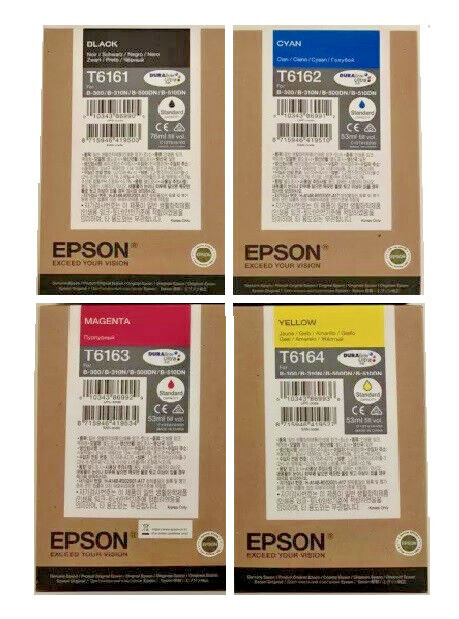 4 x Genuine Ink Epson B300 B-310N B500dn B510dn / T6161 T6162 T6163 T6164 Lot