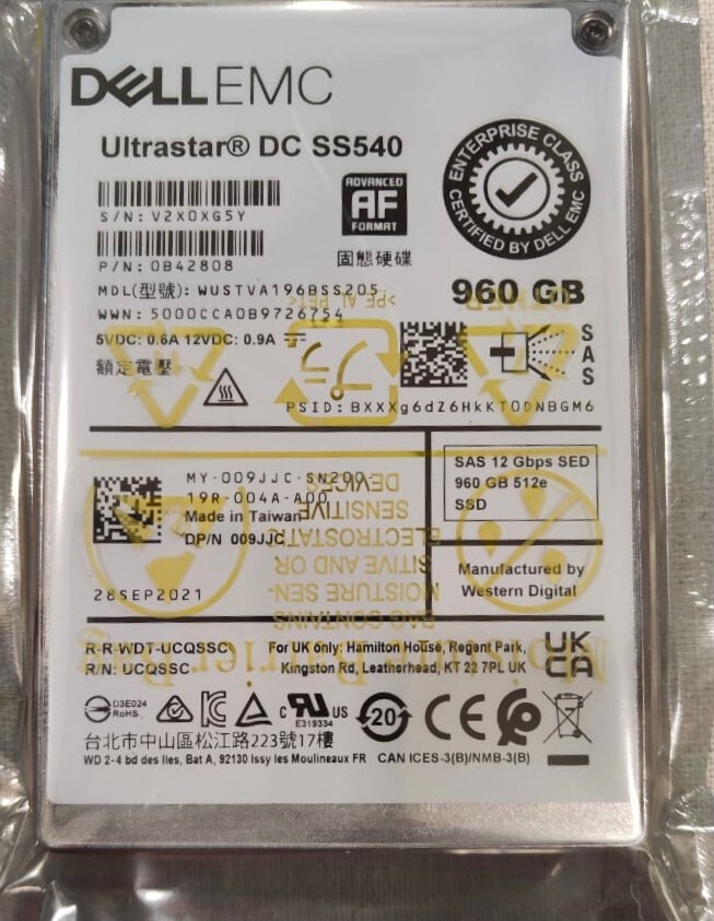 09JJC DELL EMC WUSTVA196BSS205  SAS 12Gbps SED 960GB 512e SSD 009JJC NEW SEALED