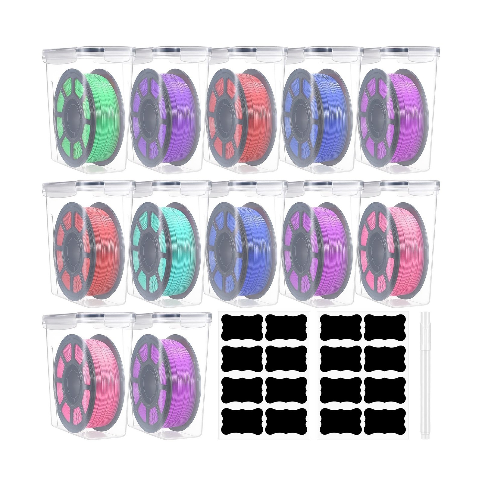 12 Pcs Large Filament Storage Box with Lids 3D Printer Dryer Clear Box Portab