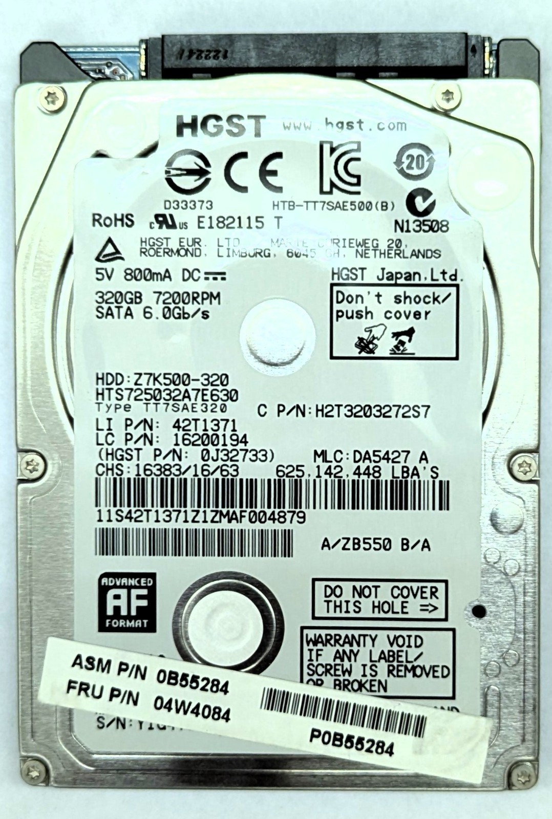 HGST 320GB 7200RPM 2.5" SATA 6Gb/s Laptop Hard Drive HTS725032A7E630