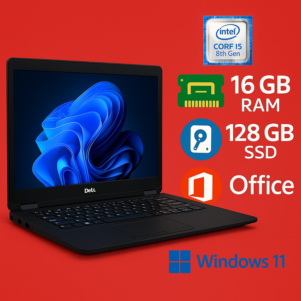 Dell Latitude 5480 14" HD Laptop, i5-8350U, 1.7GHz 16GB | 128GB | Windows 11 Pro