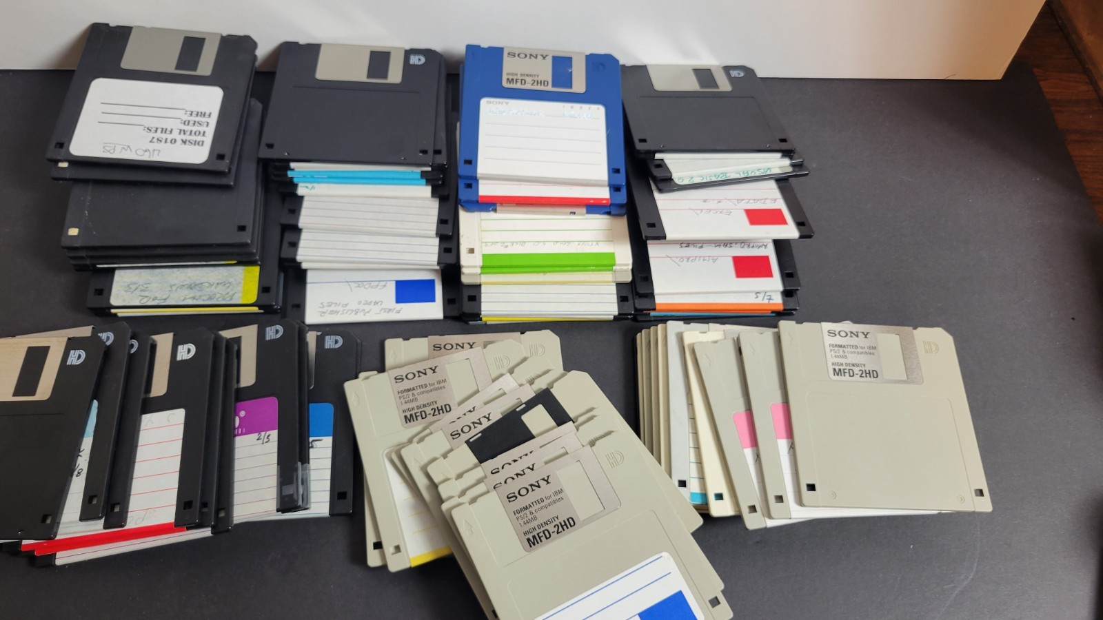Vintage Lot of 70 Floppy Disks 3.5" HD Sony MFD-2HD & Mixed Brands