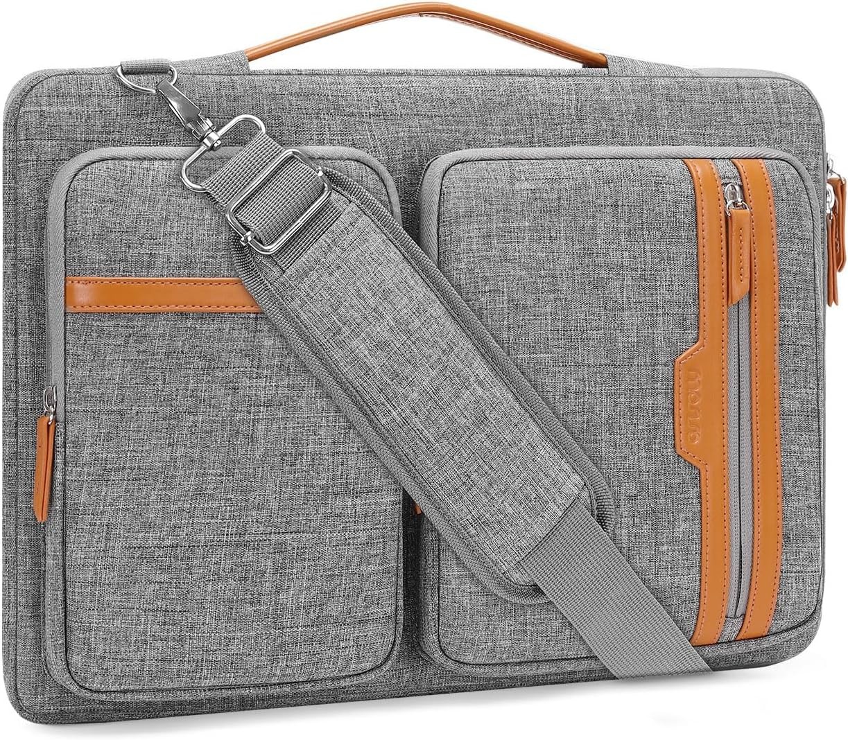 Gray MOSISO 360 Protective Laptop Sleeve Bag with Trolley Sleeve & 2 Pockets