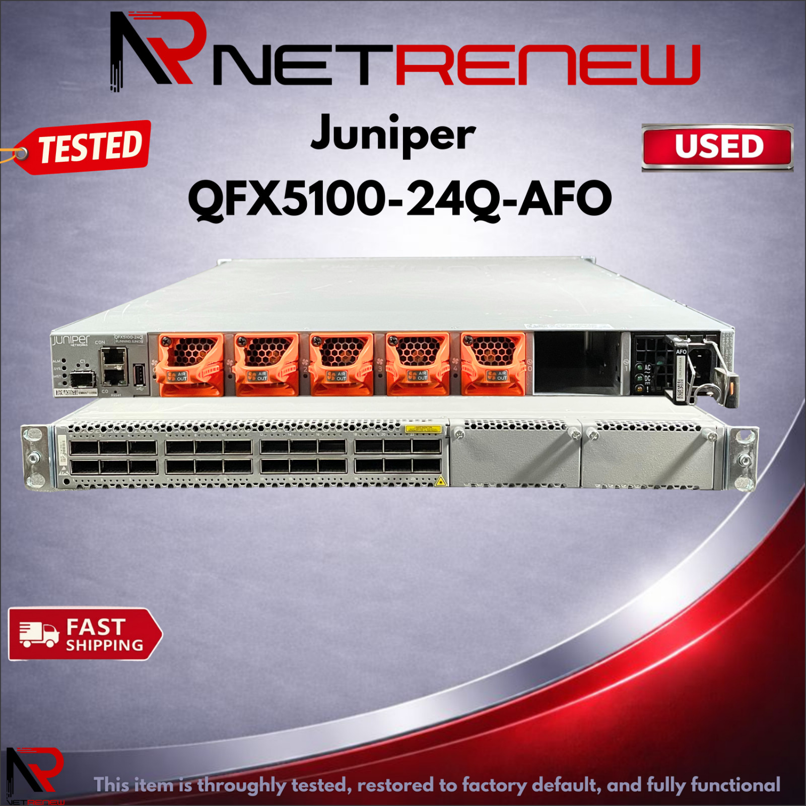 Juniper QFX5100-24Q-AFO 24-Port 40GbE QSFP+ Switch - 1 PSU -