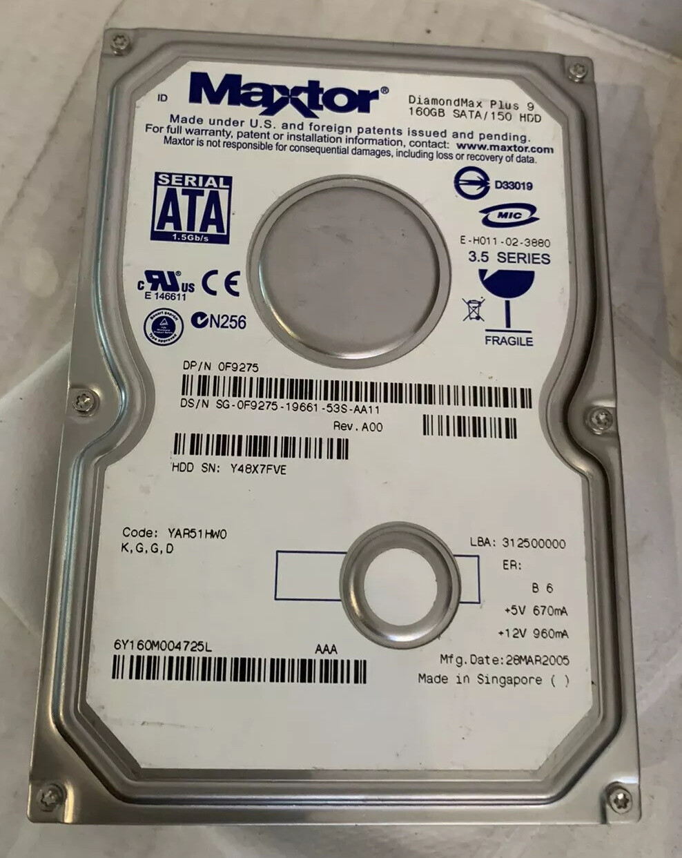 MAXTOR Diamond Max Plus 9 SATA 150 HDD 160GB