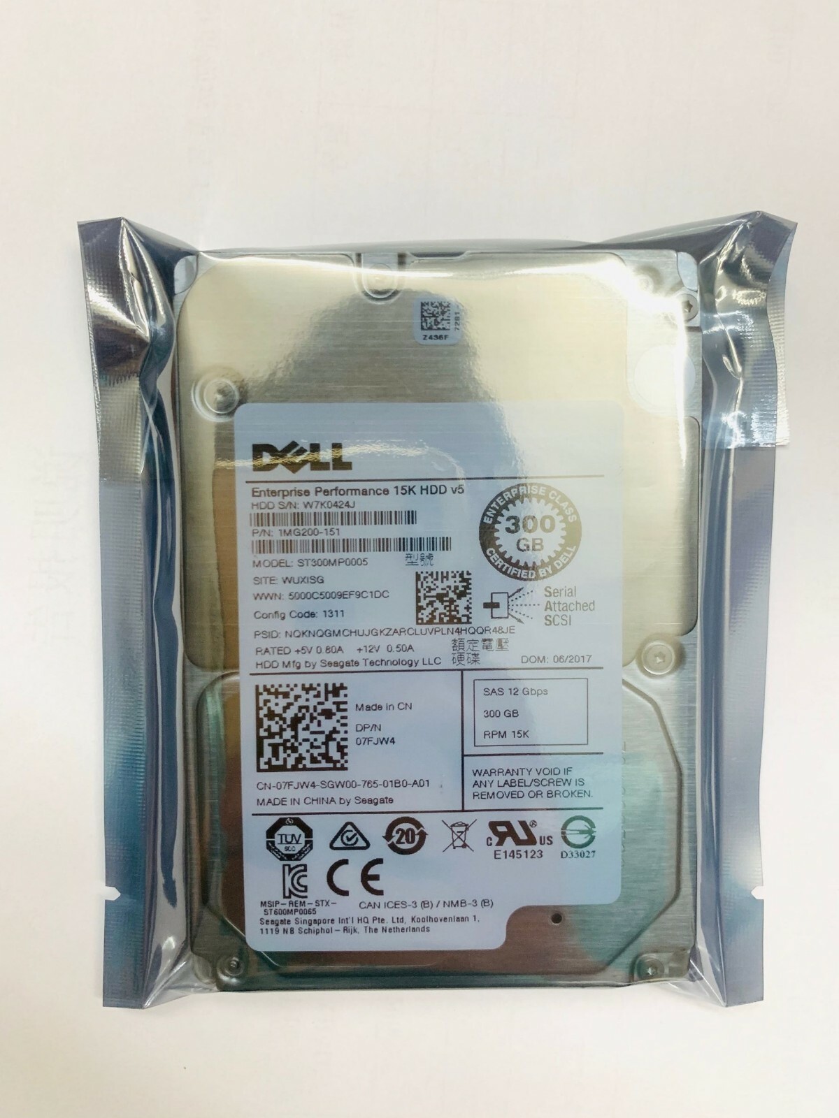 FIT FOR Dell 7FJW4 07FJW4 ST300MP0005 300GB 12G 15K 2.5'' SAS 1MG200 Hard Drive