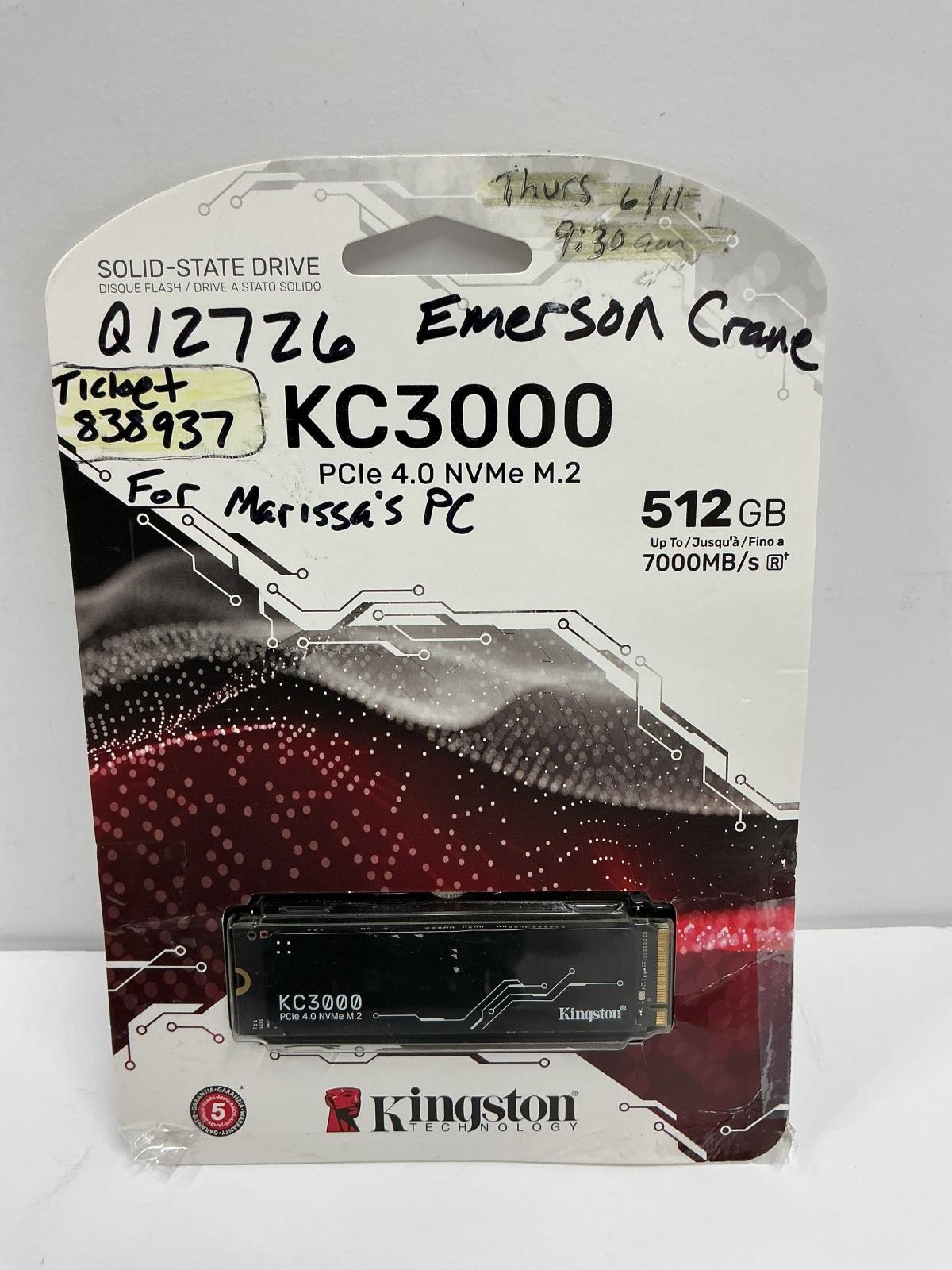 Kingston KC3000 PCIe 4.0 NVMe M.2 512 GB SSD  SKC3000S/512G