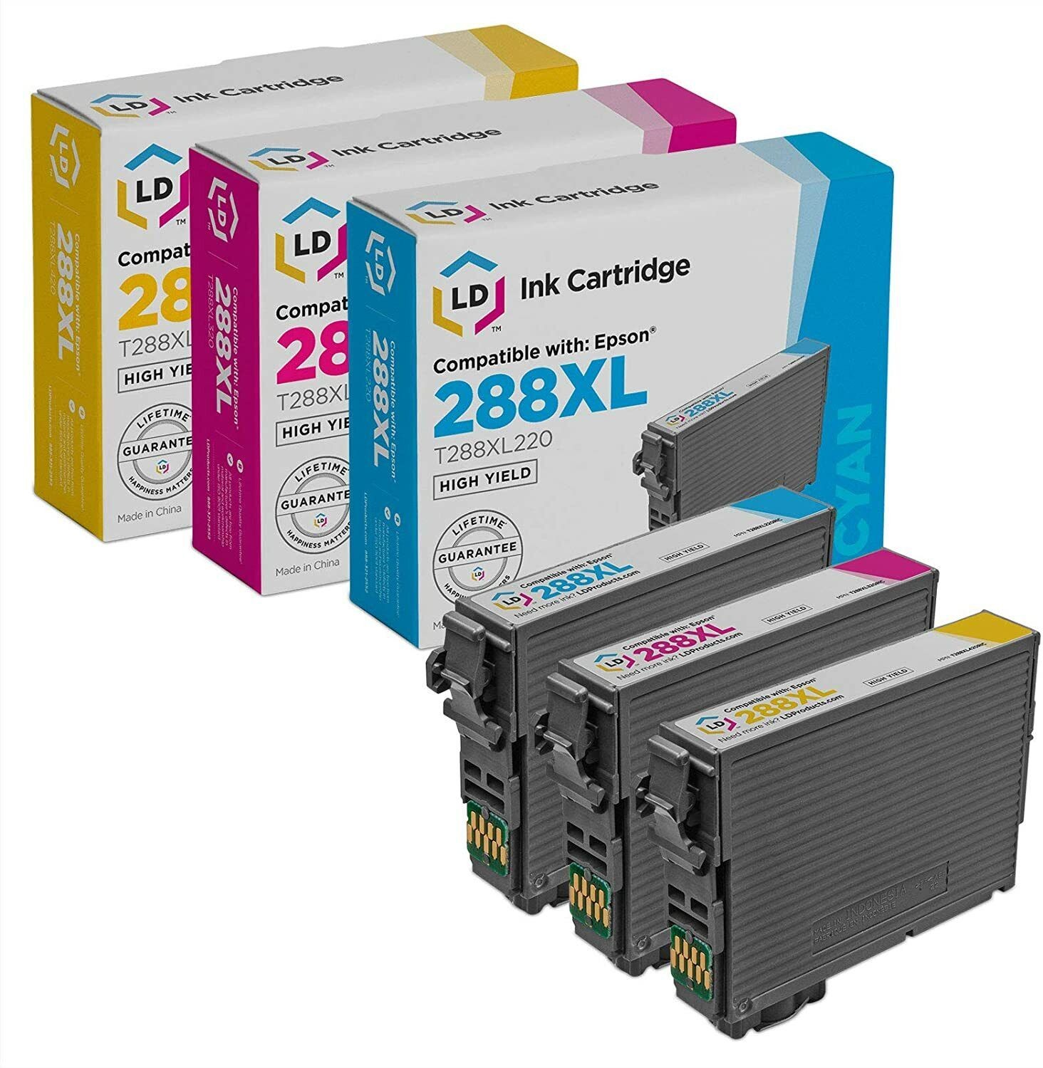 LD REMAN Epson T288XL (288XL) Set of 3 HY Color Inks for XP-330, XP-430 & XP-434