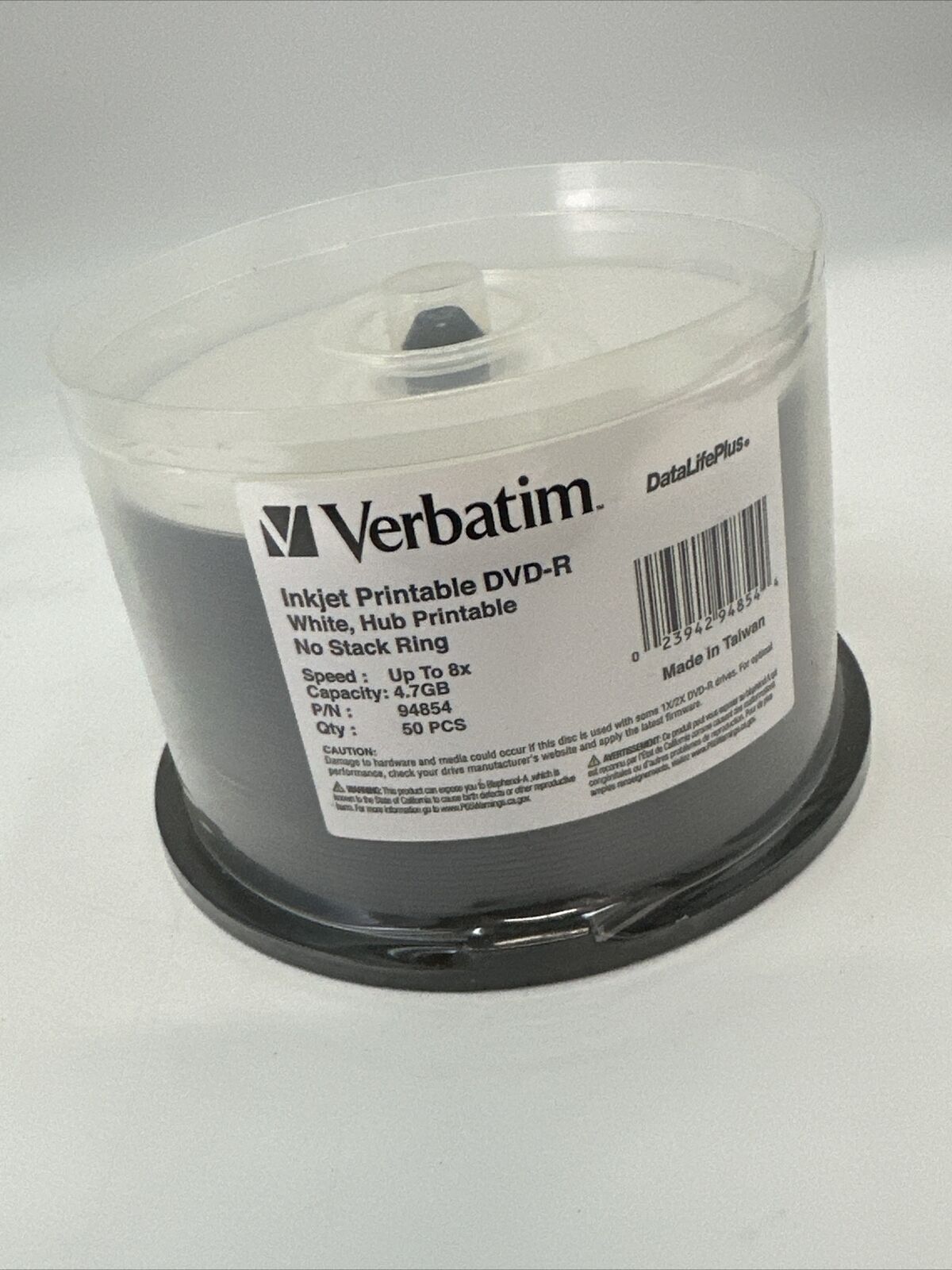 Verbatim DVD-R 8X White Inkjet Hub Printable Media 50 PCS DataLifePlus 94854 NEW