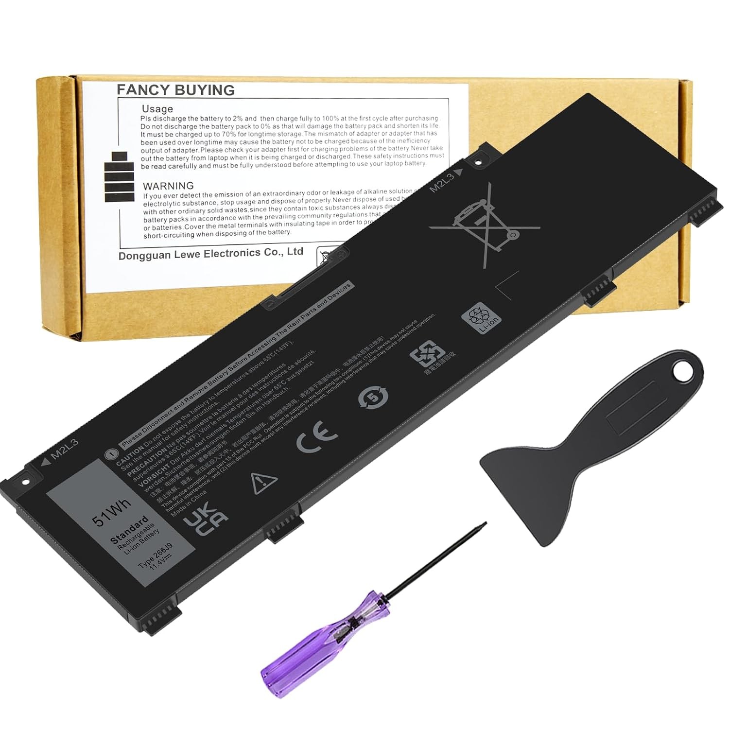 (11.4V 51Wh) 266J9 MV07R Battery Replacement for Dell G3 15 3500 3590 3790 G5 15