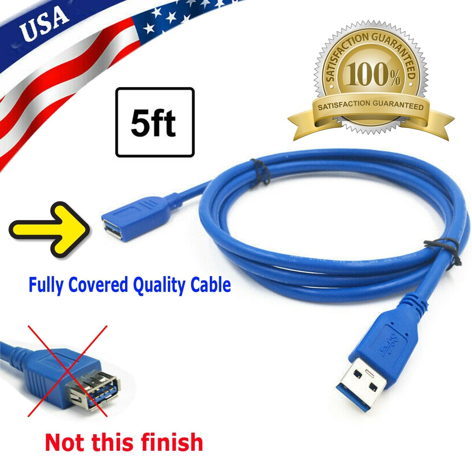 5FT 5 Feet USB 3.0 Type A Male to Female Extension Cable 1.5M Blue