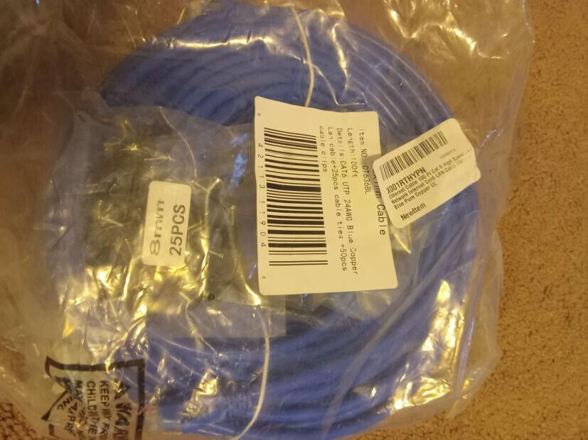 ❗ 100 FT LAN CABLE CAT6 UTP 24AWG Blue Copper ❗