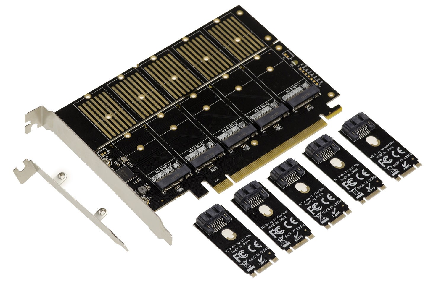 PCIe 3.1 16X 5X SSD M.2 Controller Card (M.2 NGFF B Key Or B+M Key SATA)