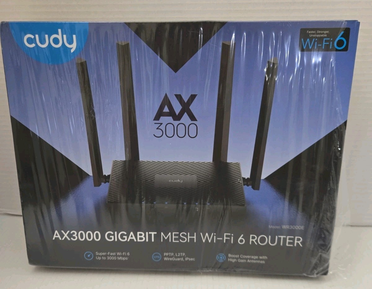 Cudy AX3000 Wi-Fi 6 Router Dual-Band 3000 Mbps 4 LAN Ports Black. 
