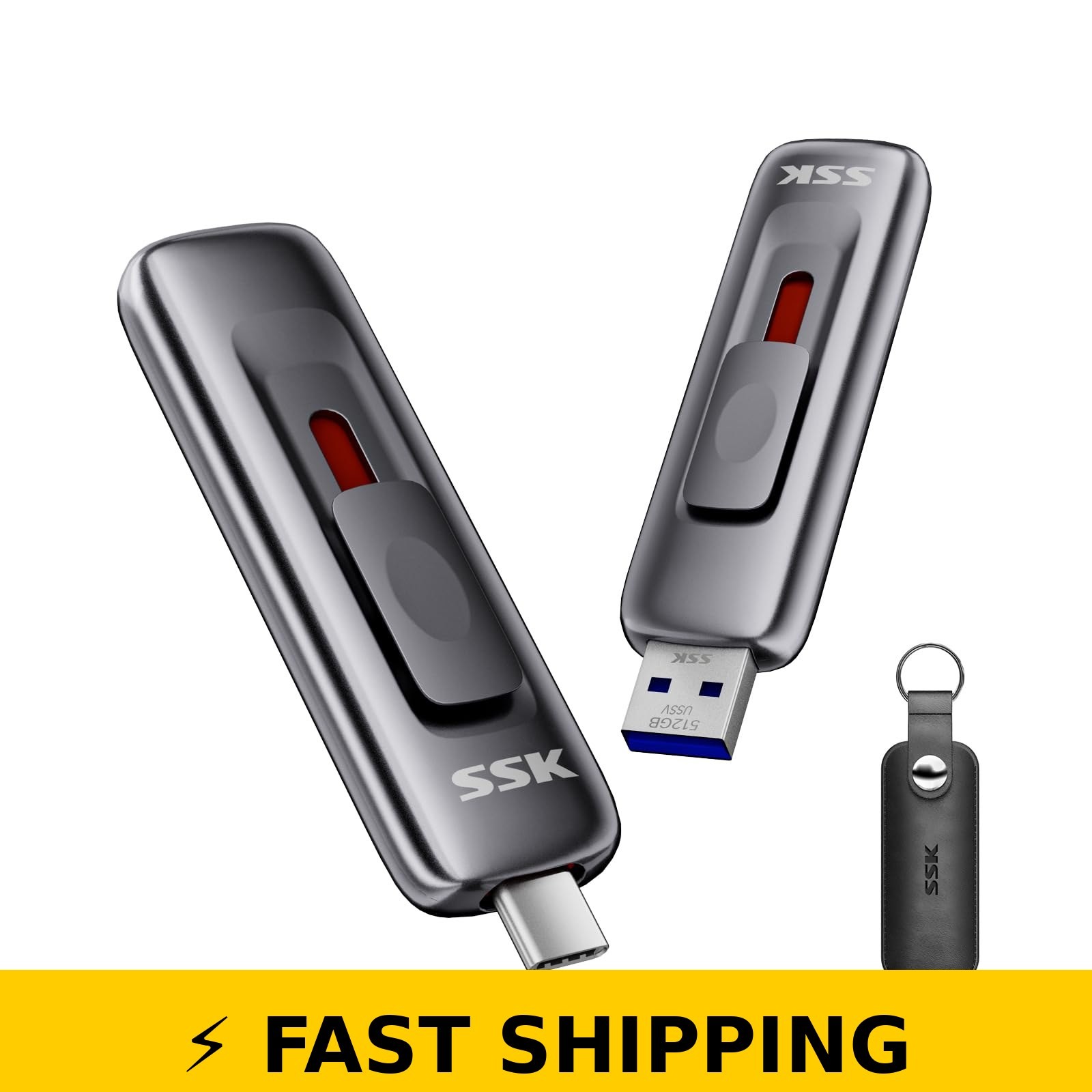 SSK 512GB Flash Drive, Dual USB 3.2, 560MB/s Speed