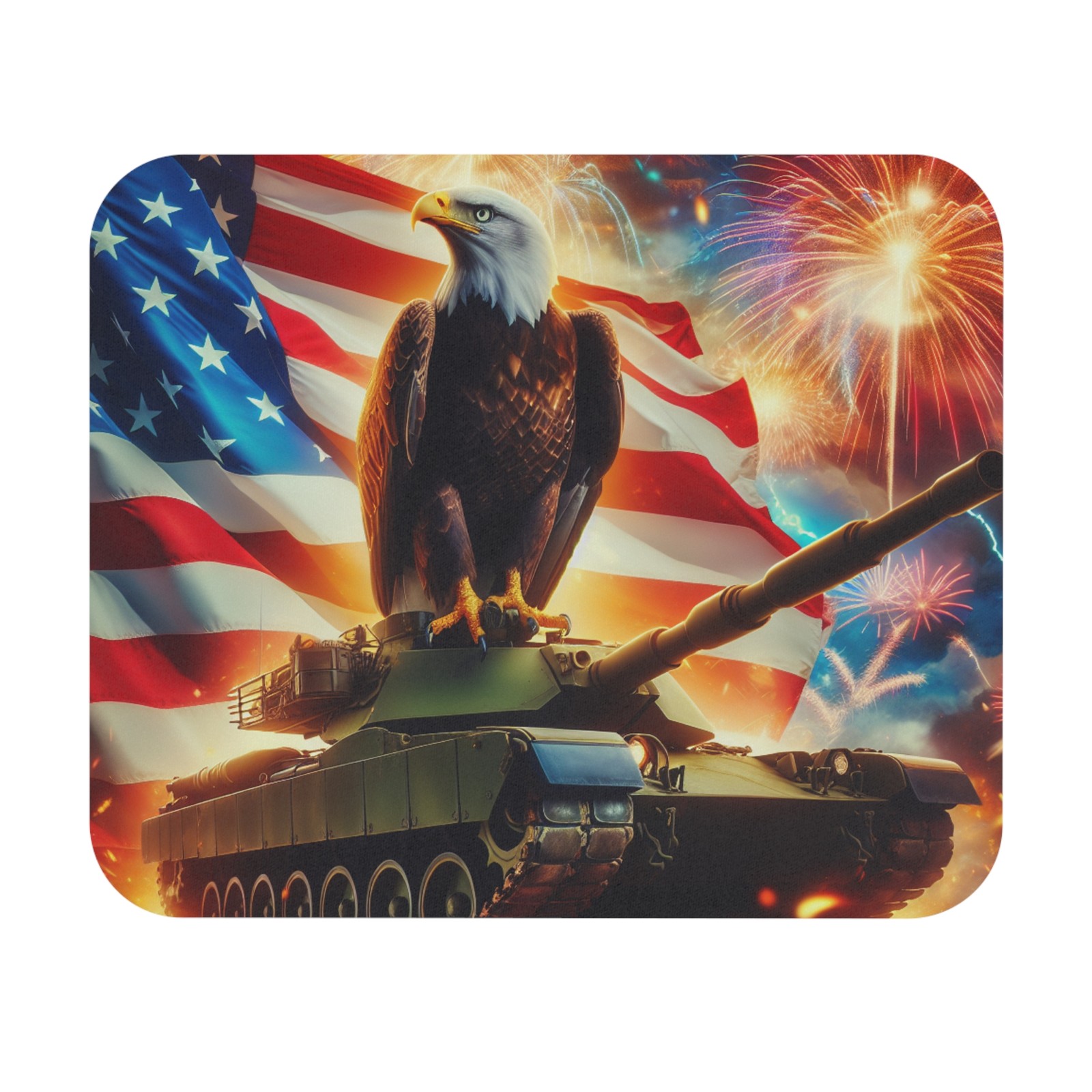 Patriotic Eagle Riding Tank Funny Mouse Pad,Design, Great Gift, Office Decor