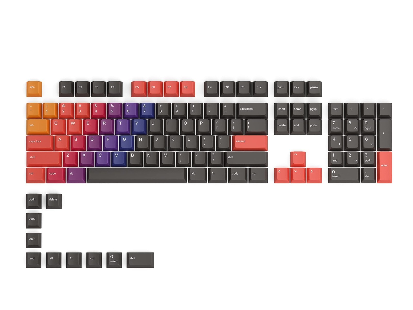 Glorious GPBT Celestial Fire Keycaps Black & Red GMMK Models & Standard Keyboard