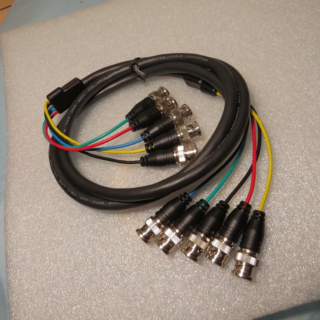 GCE 45-1505 Premium RGB+HV High Resolution 6 ft Cable 5 BNC on each end