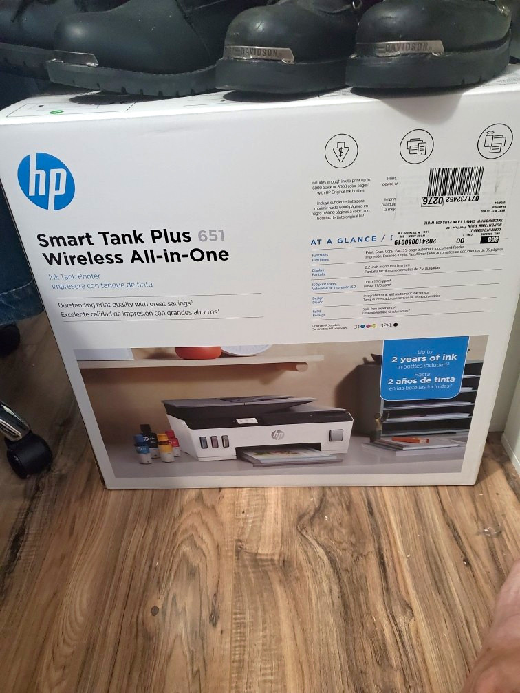 HP Smart Tank Plus 651 Wireless Color All-in-One Inkjet, Scan/Copy, A4