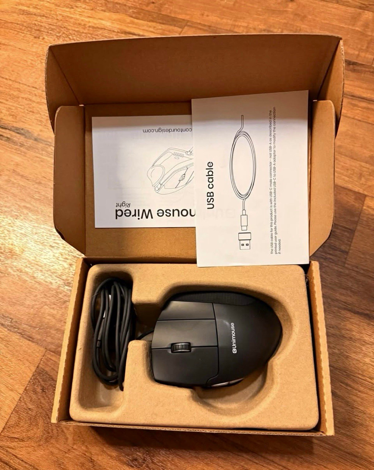 Contour Unimouse Wired Ergonomic Optical USB Mouse w/ Scroll Wheel, Black